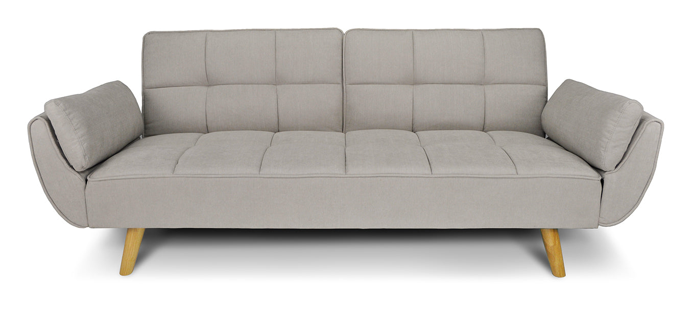 Divano letto clic clac in tessuto tortora piede legno naturale - divano 3 posti - Ambra - DL-AM03FBC