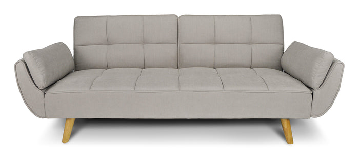 Divano letto clic clac in tessuto tortora piede legno naturale - divano 3 posti - Ambra - DL-AM03FBC