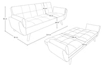 Divano letto clic clac in tessuto tortora piede legno naturale - divano 3 posti - Ambra - DL-AM03FBC