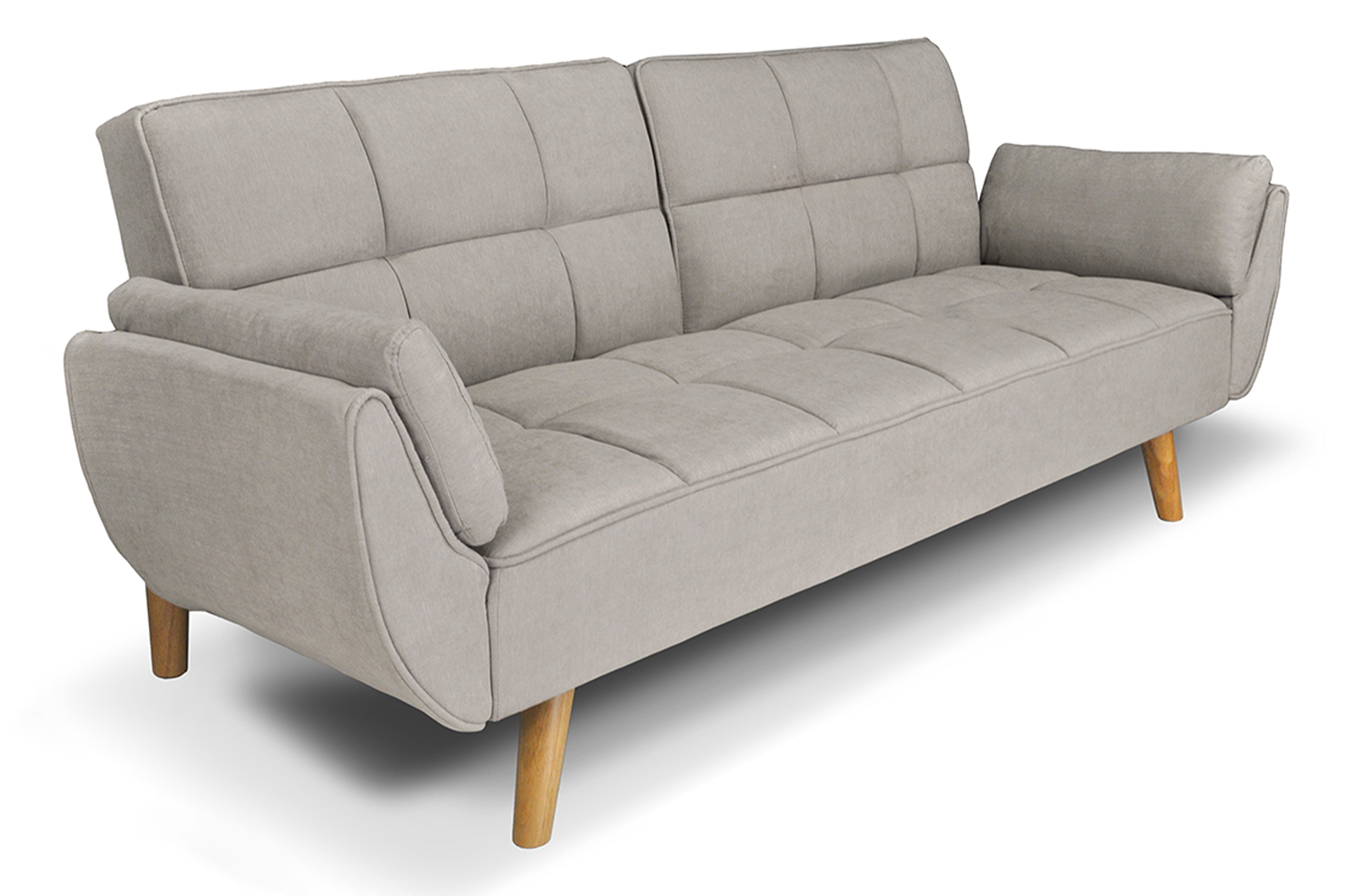 Divano letto clic clac in tessuto tortora piede legno naturale - divano 3 posti - Ambra - DL-AM03FBC