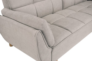 Divano letto clic clac in tessuto tortora piede legno naturale - divano 3 posti - Ambra - DL-AM03FBC