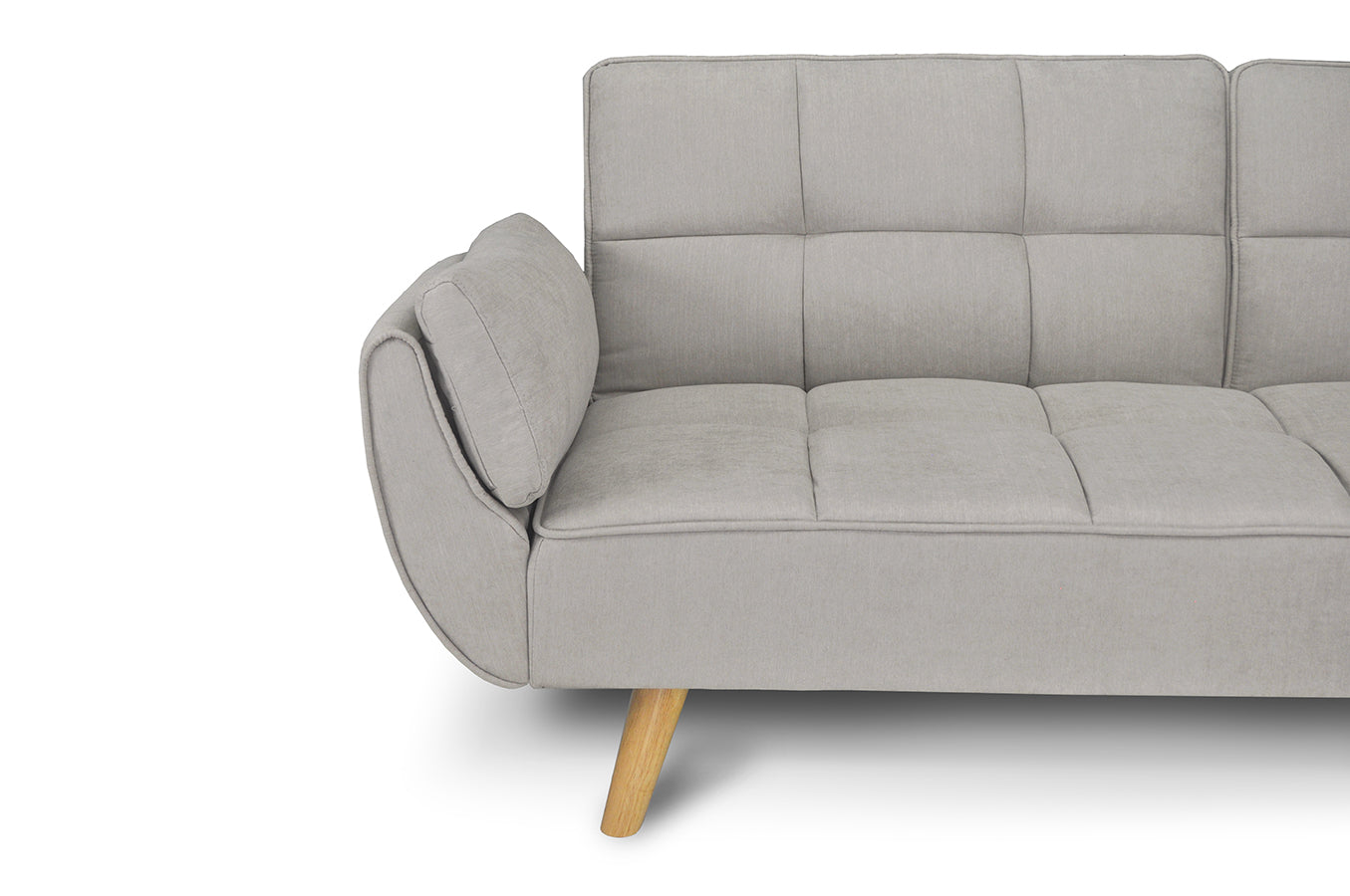 Divano letto clic clac in tessuto tortora piede legno naturale - divano 3 posti - Ambra - DL-AM03FBC