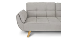 Divano letto clic clac in tessuto tortora piede legno naturale - divano 3 posti - Ambra - DL-AM03FBC