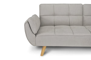 Divano letto clic clac in tessuto tortora piede legno naturale - divano 3 posti - Ambra - DL-AM03FBC