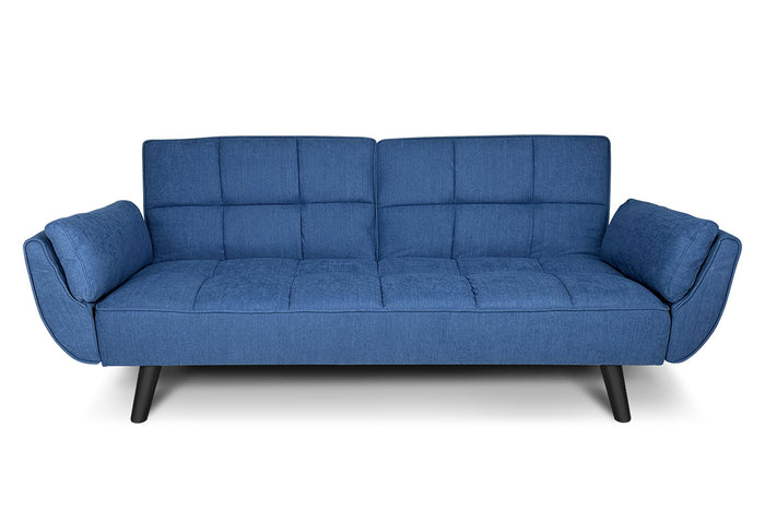 Divano letto clic clac in tessuto vellutato blu - Ambra