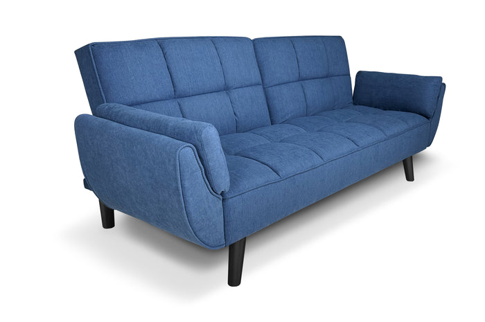 Divano letto clic clac in tessuto vellutato blu - Ambra