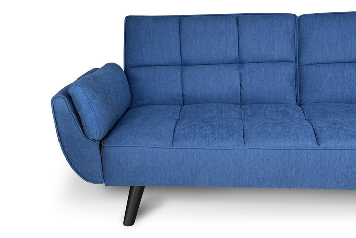 Divano letto clic clac in tessuto vellutato blu - Ambra