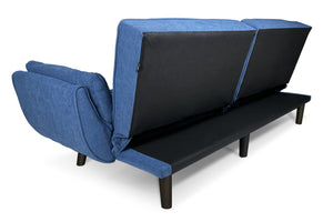 Divano letto clic clac in tessuto vellutato blu - Ambra