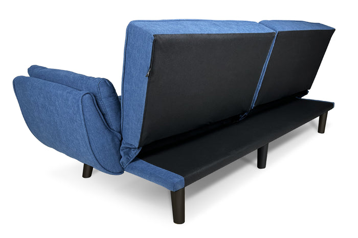 Divano letto clic clac in tessuto vellutato blu - Ambra