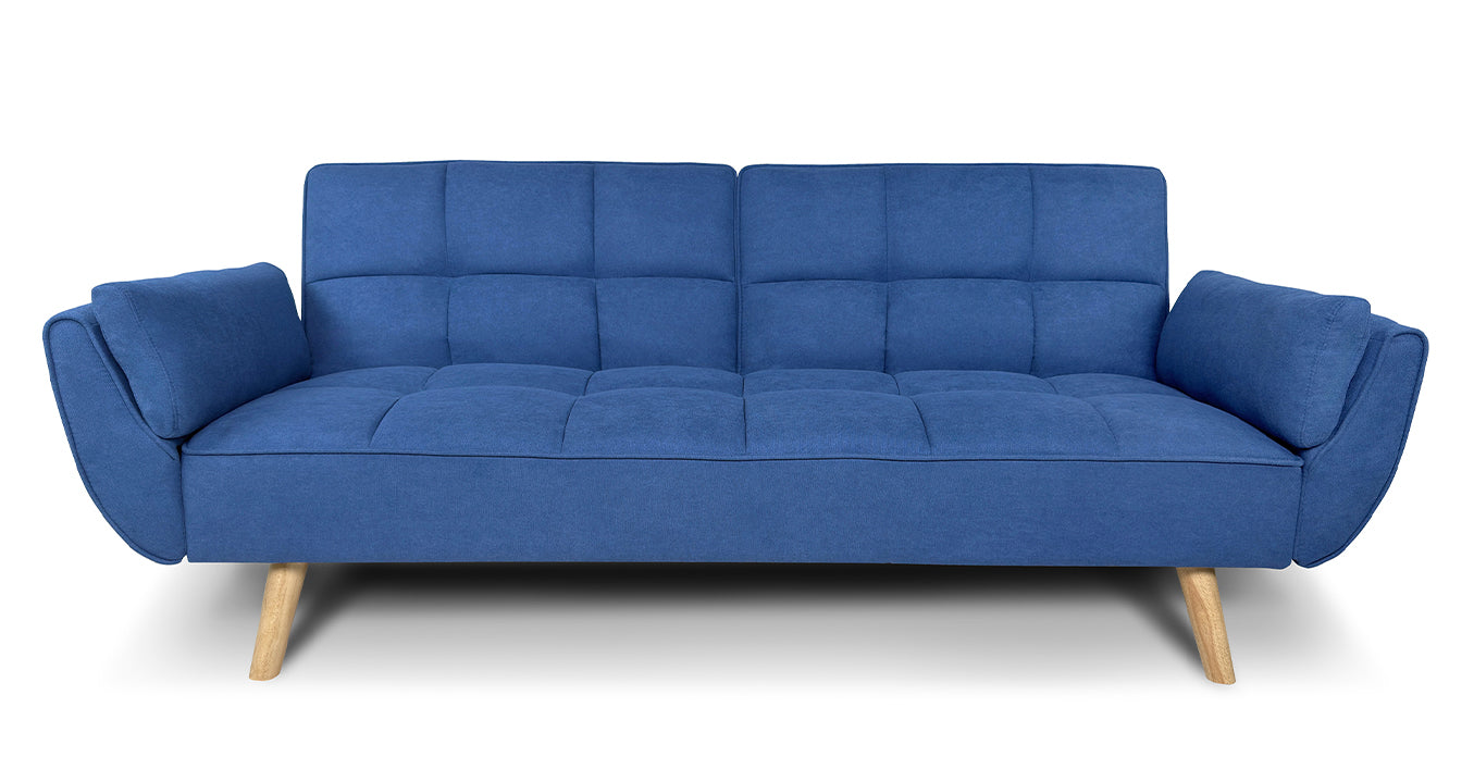 Divano letto clic clac in tessuto vellutato blu - Ambra