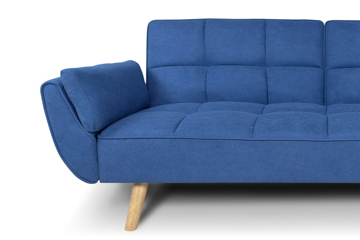 Divano letto clic clac in tessuto vellutato blu - Ambra