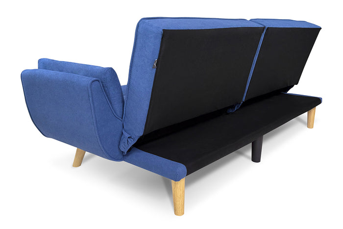 Divano letto clic clac in tessuto vellutato blu - Ambra