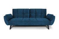 Divano letto clic clac in velluto blu piede nero mod. Ambra