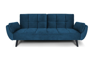 Divano letto clic clac in velluto blu piede nero mod. Ambra