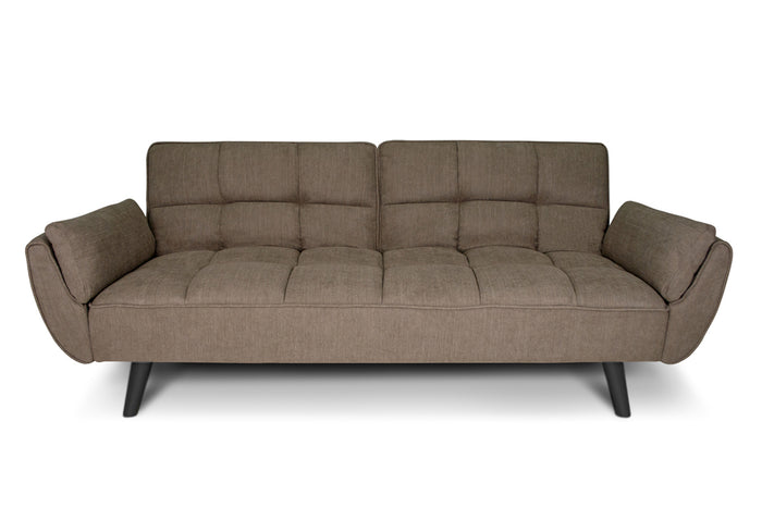 Divano letto clic clac in tessuto vellutato marrone - Ambra