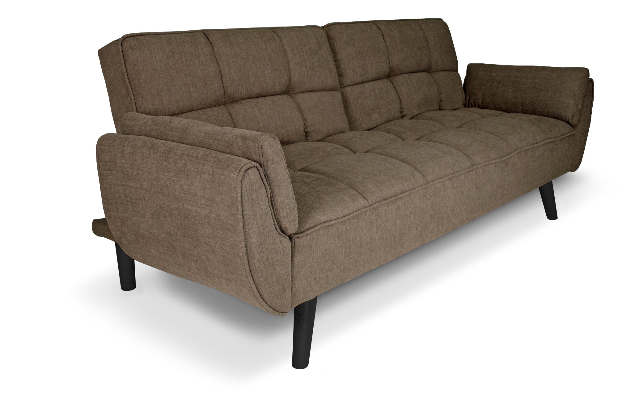 Divano letto clic clac in tessuto vellutato marrone - Ambra