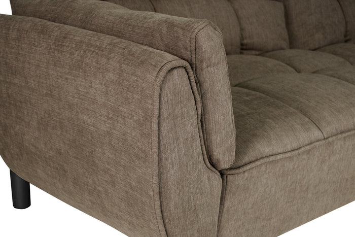 Divano letto clic clac in tessuto vellutato marrone - Ambra