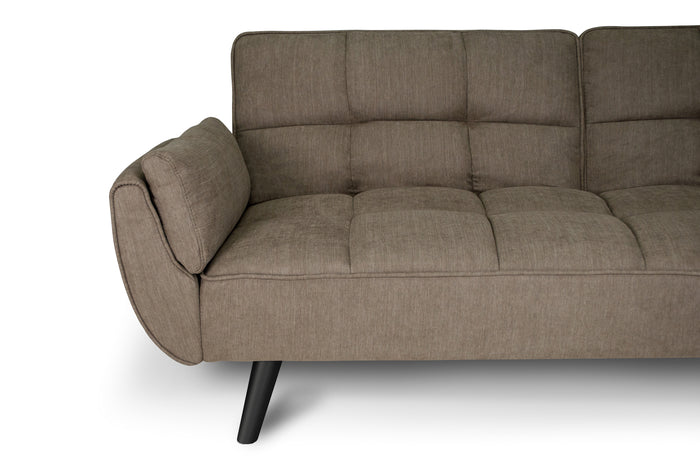 Divano letto clic clac in tessuto vellutato marrone - Ambra