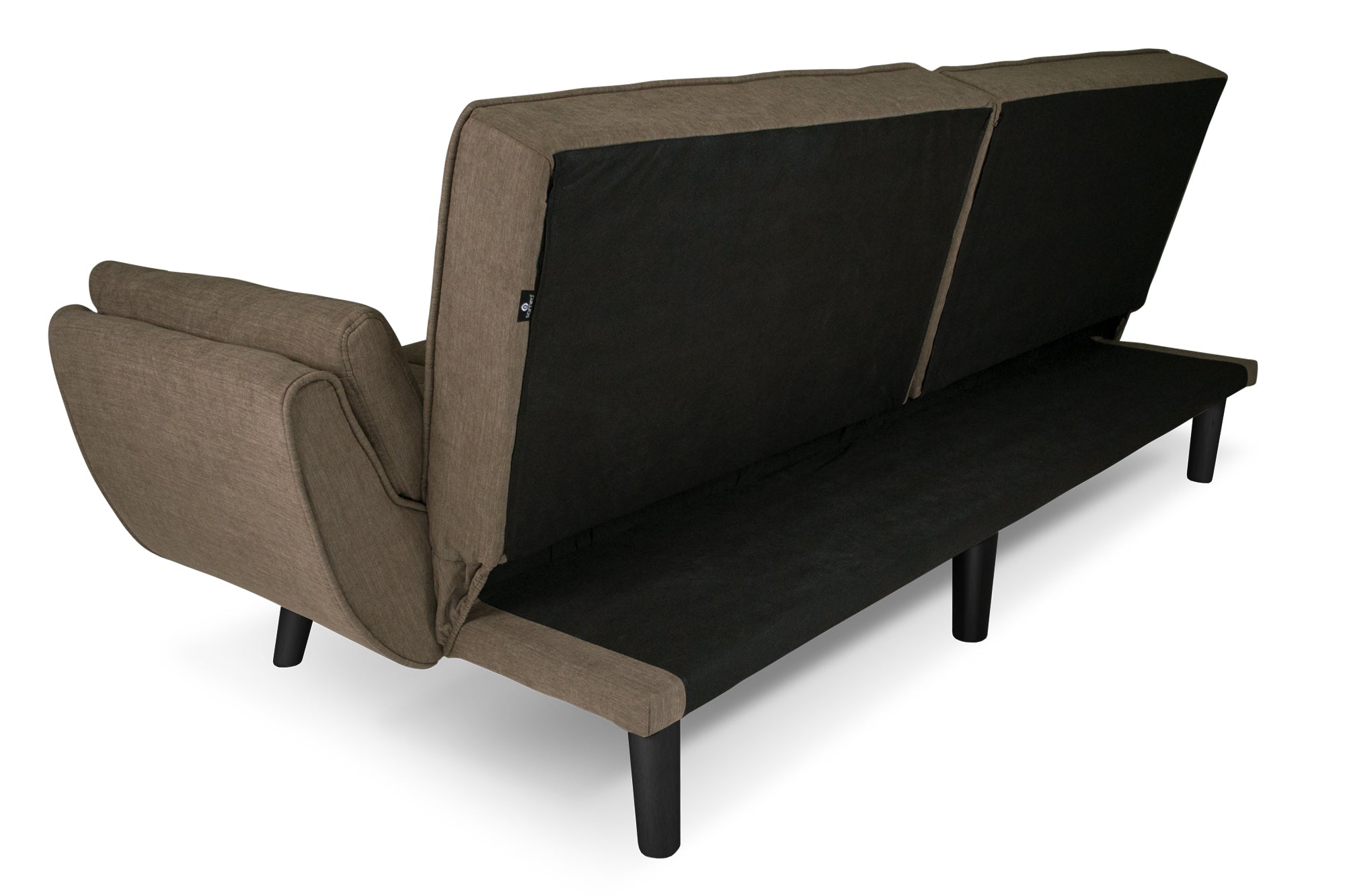 Divano letto clic clac in tessuto vellutato marrone - Ambra