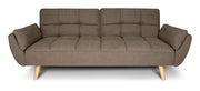 Divano letto clic clac in tessuto vellutato marrone - divano 3 posti mod. Ambra piedi legno naturale DL-AM09FBC