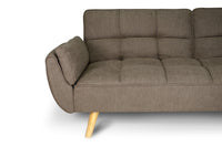 Divano letto clic clac in tessuto vellutato marrone - divano 3 posti mod. Ambra piedi legno naturale DL-AM09FBC