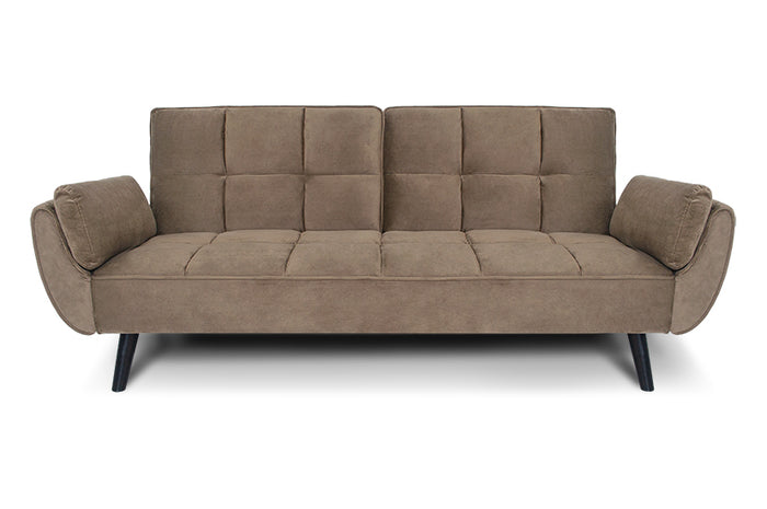 Divano letto clic clac in velluto marrone piede nero mod. Ambra DL-AM09VLT-PLN