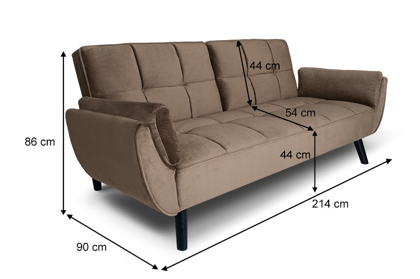 Divano letto clic clac in velluto marrone piede nero mod. Ambra DL-AM09VLT-PLN