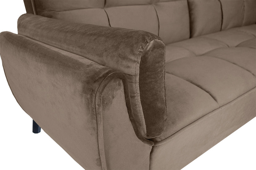 Divano letto clic clac in velluto marrone piede nero mod. Ambra DL-AM09VLT-PLN