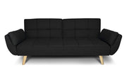 Divano letto clic clac in tessuto vellutato nero piedi legno naturale - divano 3 posti Ambra DL-AM10FBC