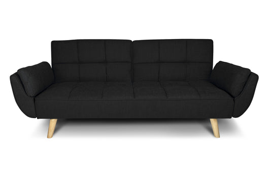 Divano letto clic clac in tessuto vellutato nero piedi legno naturale - divano 3 posti Ambra DL-AM10FBC