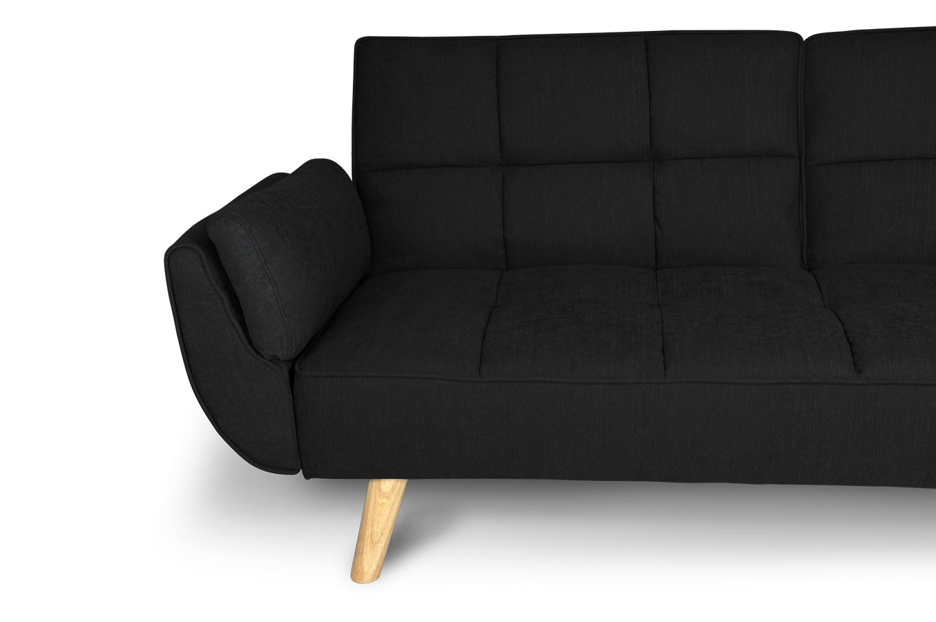 Divano letto clic clac in tessuto vellutato nero piedi legno naturale - divano 3 posti Ambra DL-AM10FBC