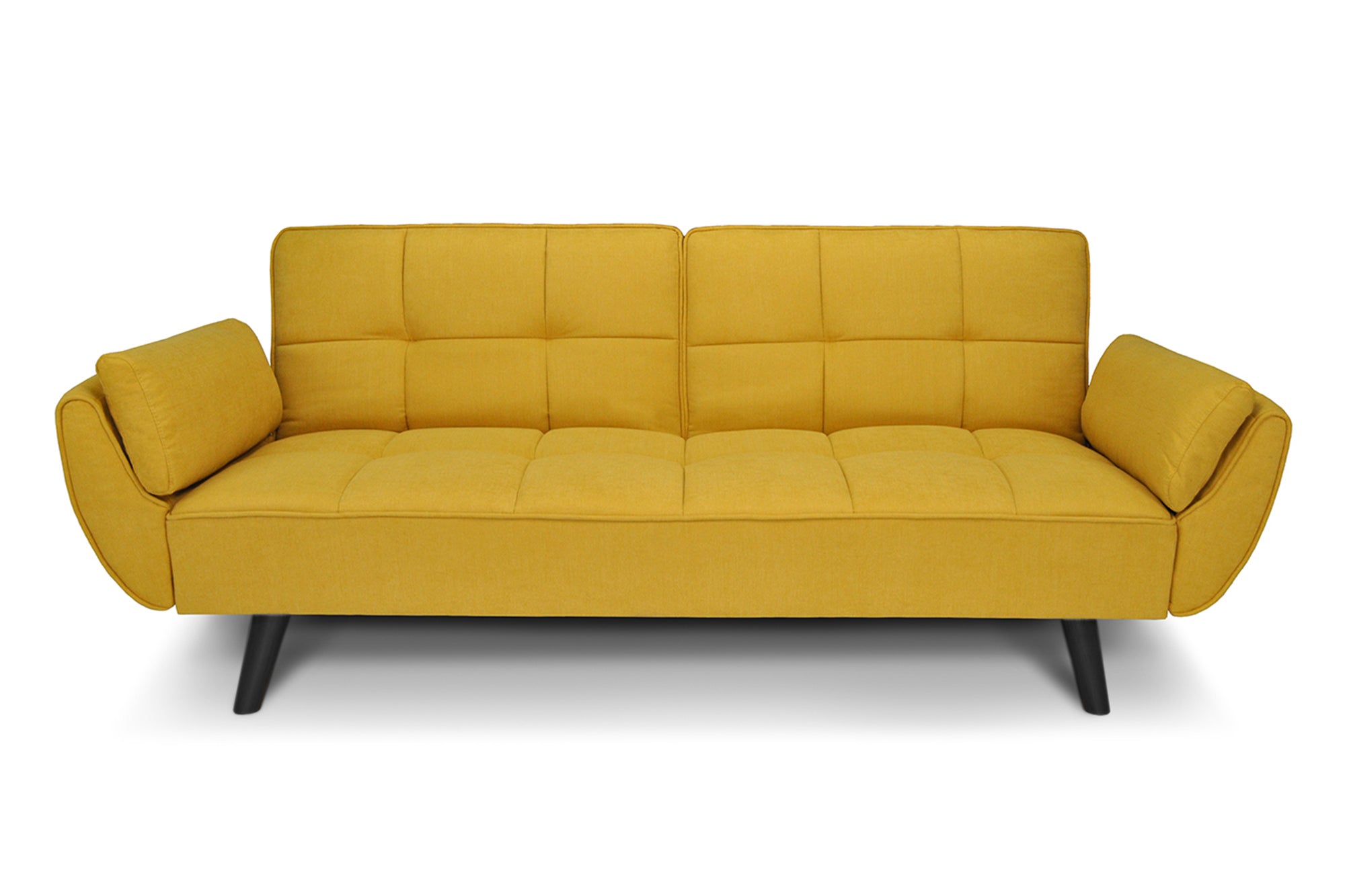 Divano letto clic clac in tessuto vellutato giallo - Ambra