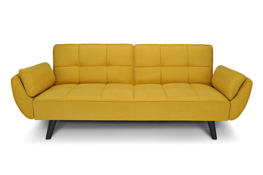 Divano letto clic clac in tessuto vellutato giallo - Ambra