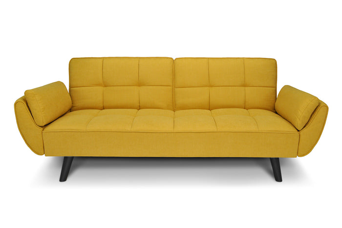 Divano letto clic clac in tessuto vellutato giallo - Ambra
