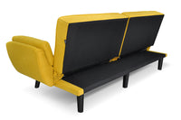 Divano letto clic clac in tessuto vellutato giallo - Ambra