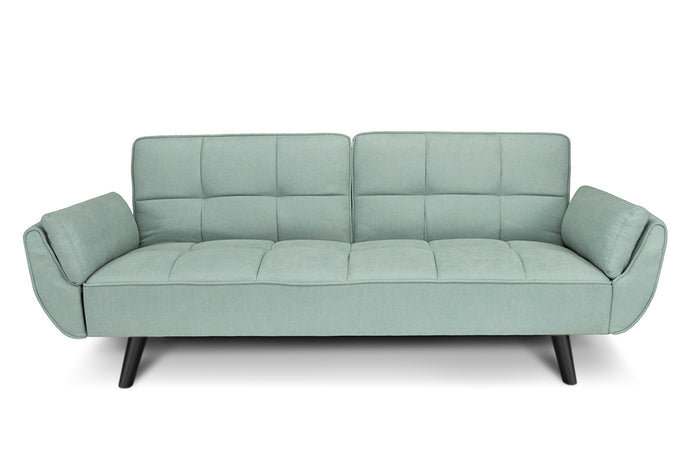 Divano letto clic clac in tessuto vellutato verde tiffany - Ambra