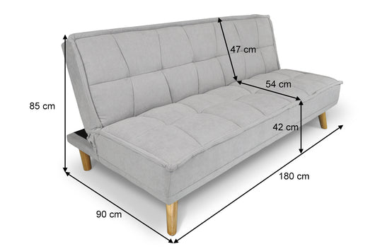 Divano letto clic clac in tessuto vellutato, divano 3 posti mod. Bart - Colore: Grigio - DL-BA01FBC