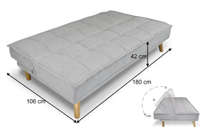 Divano letto clic clac in tessuto vellutato, divano 3 posti mod. Bart - Colore: Grigio - DL-BA01FBC