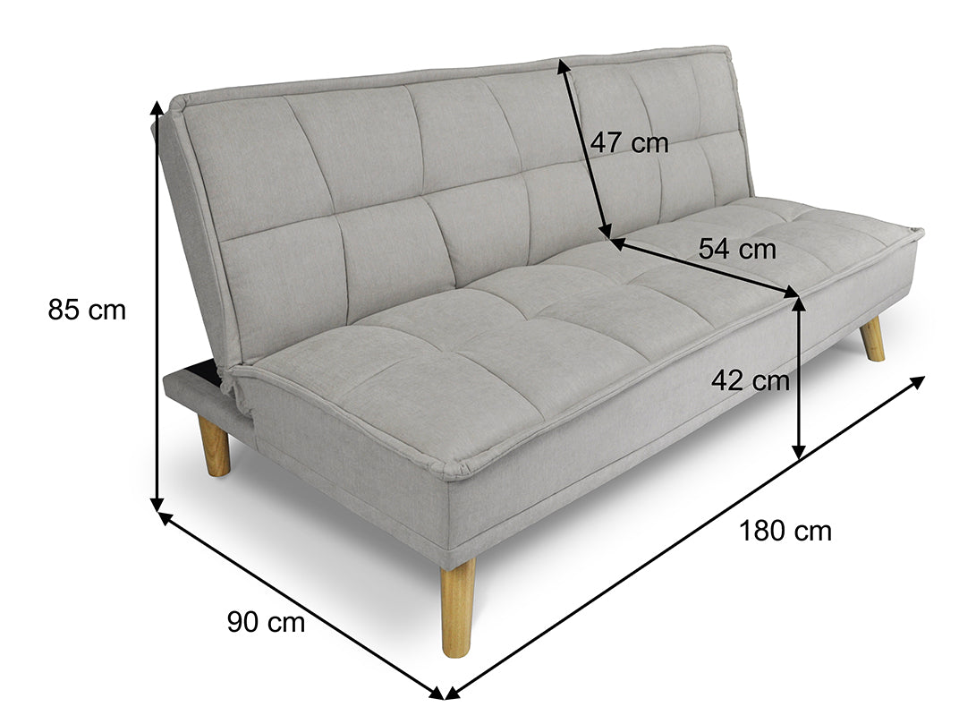 Divano letto clic clac in tessuto vellutato, divano 3 posti mod. Bart - Colore: Tortora - DL-BA03FBC