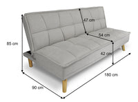 Divano letto clic clac in tessuto vellutato, divano 3 posti mod. Bart - Colore: Tortora - DL-BA03FBC