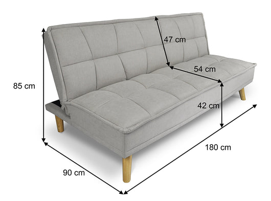 Divano letto clic clac in tessuto vellutato, divano 3 posti mod. Bart - Colore: Tortora - DL-BA03FBC