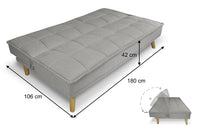 Divano letto clic clac in tessuto vellutato, divano 3 posti mod. Bart - Colore: Tortora - DL-BA03FBC