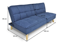 Divano letto clic clac in tessuto vellutato, divano 3 posti mod. Bart - Colore: Blu - DL-BA07FBC