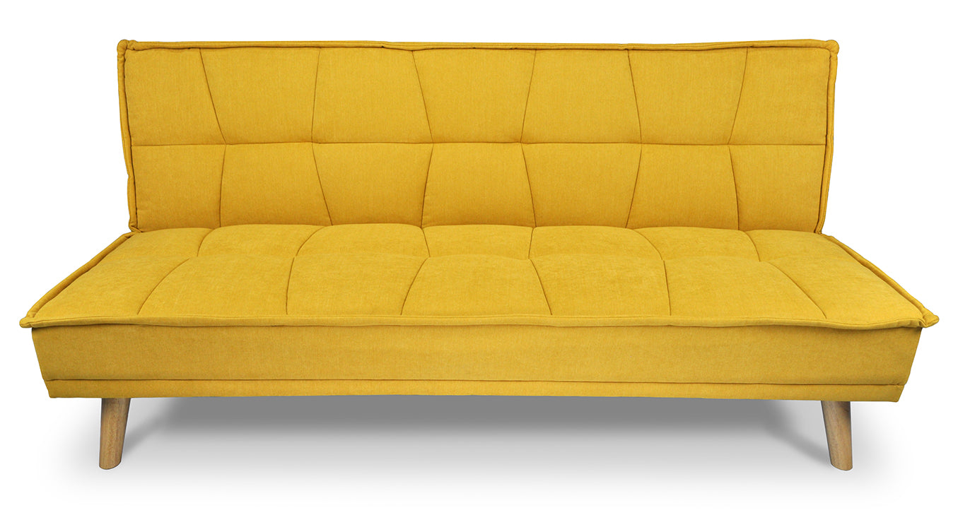 Divano letto clic clac in tessuto vellutato, divano 3 posti mod. Bart - Colore: Giallo - DL-BA16FBC