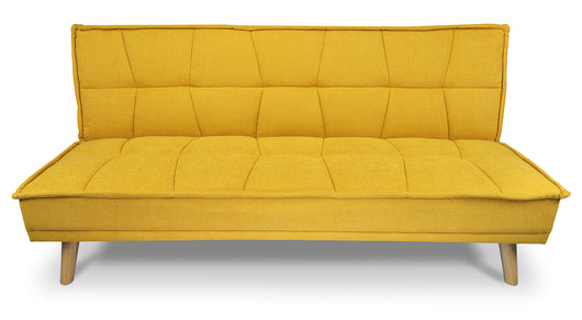 Divano letto clic clac in tessuto vellutato, divano 3 posti mod. Bart - Colore: Giallo - DL-BA16FBC