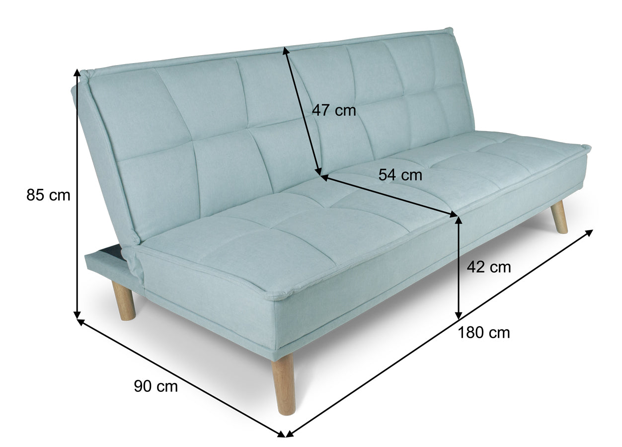 Divano letto clic clac in tessuto vellutato, divano 3 posti mod. Bart - Colore: Verde tiffany - DL-BA20FBC