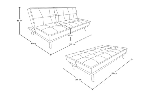 Divano letto clic clac in tessuto vellutato bordeaux, divano 3 posti - Bart - DL-BA21FBC