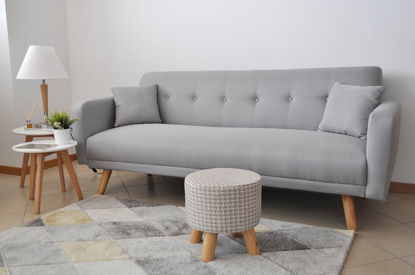 Divano letto clic clac in tessuto vellutato grigio, divano 3 posti mod. Henry - DL-HE01FBC