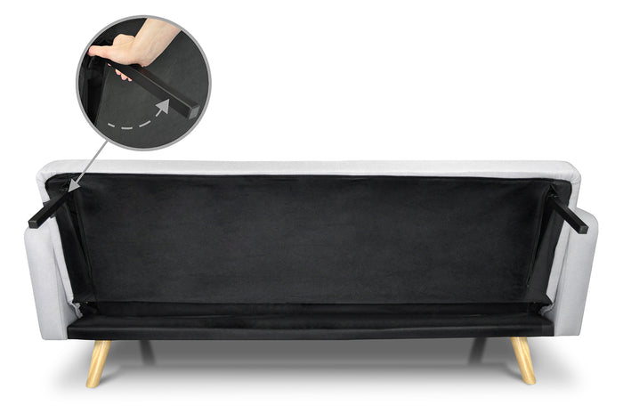 Divano letto clic clac in tessuto vellutato grigio, divano 3 posti mod. Henry - DL-HE01FBC