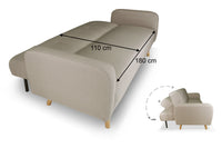 Divano letto clic clac in tessuto vellutato tortora, divano 3 posti mod. Henry - DL-HE27FBC